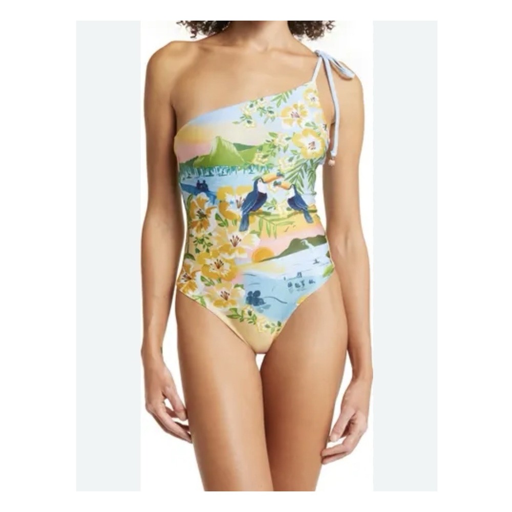 Farm Rio Swimsuit Women's Medium Colorful One Piece Tropical Floral Hawaiian